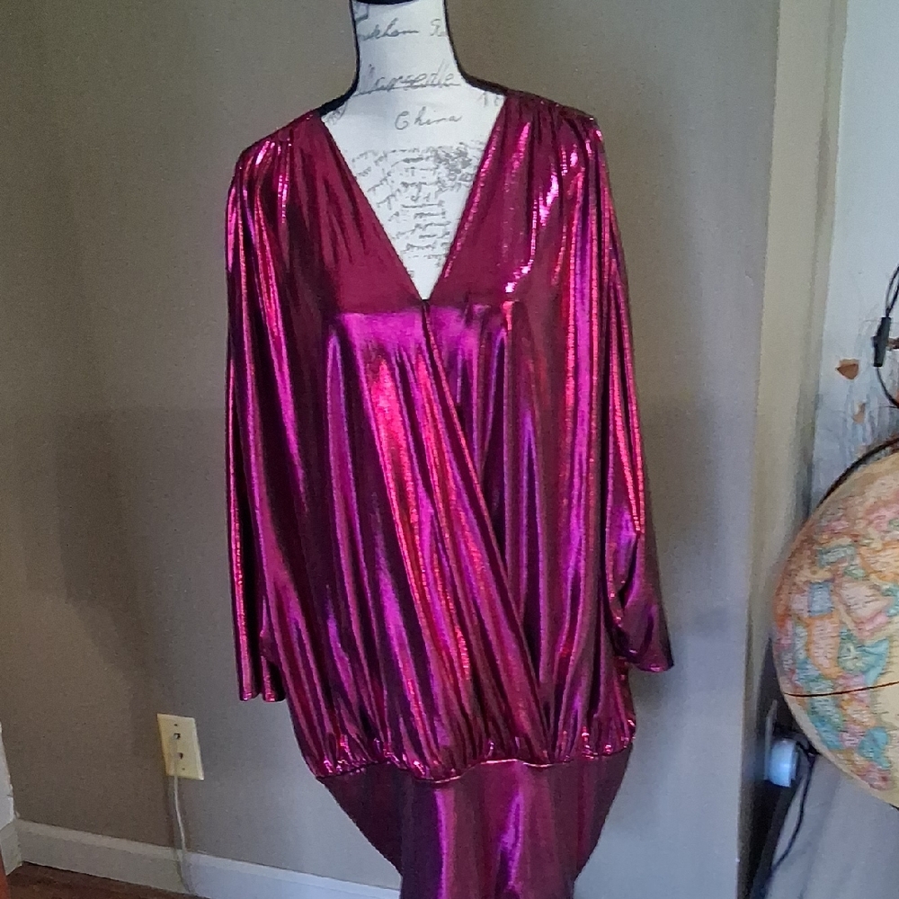 Asymmetrical Metallic Pink Dress